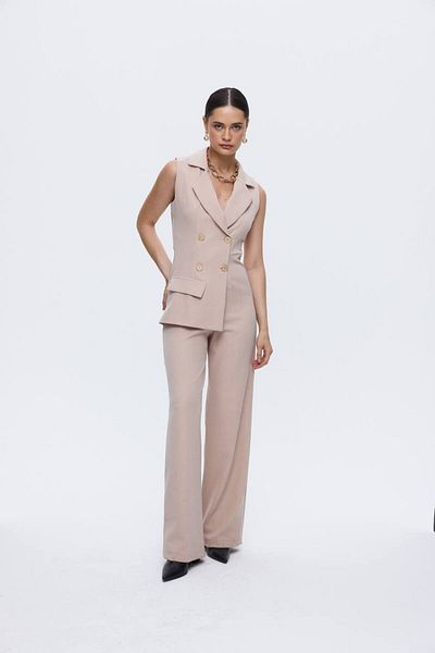 Laluvia Stone Gold Button Detailed Jumpsuit