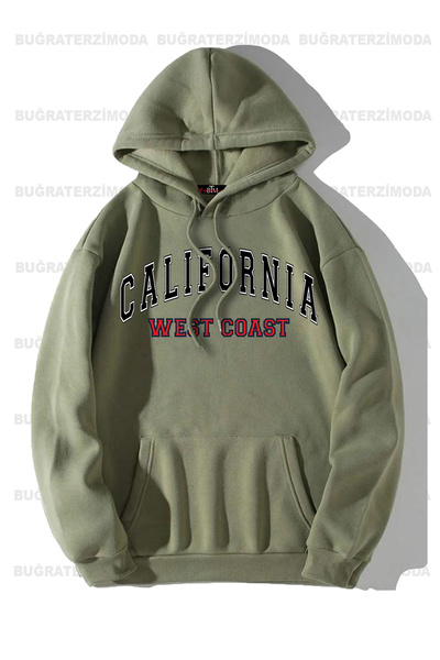 Buğraterzimoda Φούτερ με κουκούλα California, Unisex, Χακί με κουκούλα