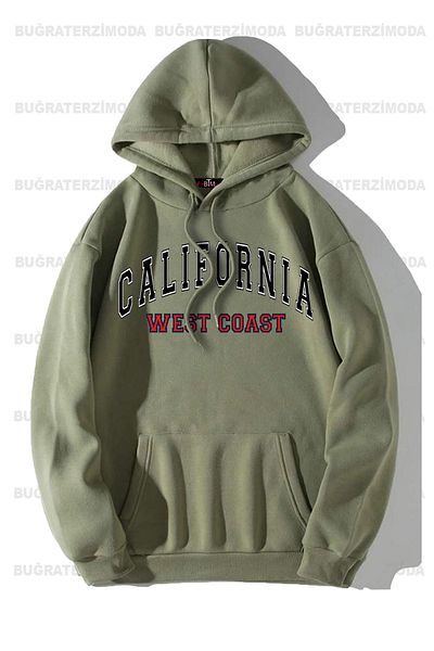 Buğraterzimoda Φούτερ με κουκούλα California, Unisex, Χακί με κουκούλα