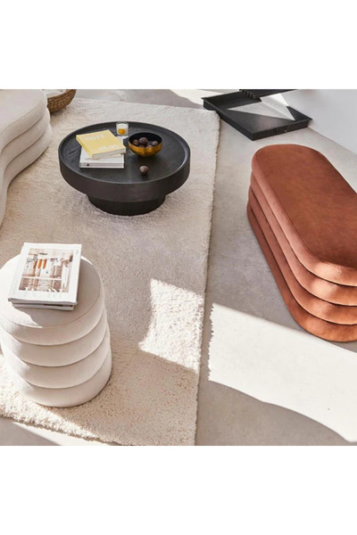 Alaylı Mobilya Koltuk Döşeme Alaylı (1'er Adet) Dilimli Dekoratif Puf ve Benc...