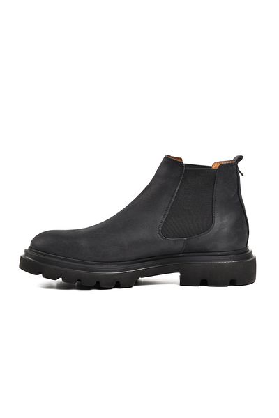 Dr.Flexer 033002 Black Nubuck Inside and Outside Genuine Leather Men's Chelsea Boots