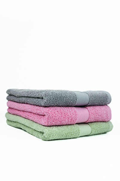 Taka Fabrics Хвиля 100% бавовна Рушник для рук, обличчя, гостей 3 штуки Розмір 40x70 см Набір зелений-рожевий-сірий