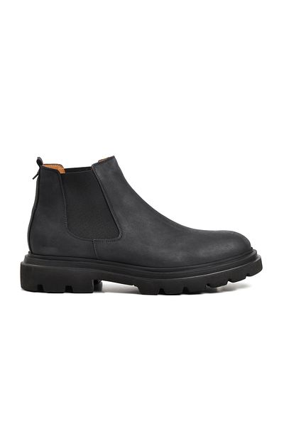 Dr.Flexer 033002 Black Nubuck Inside and Outside Genuine Leather Men's Chelsea Boots