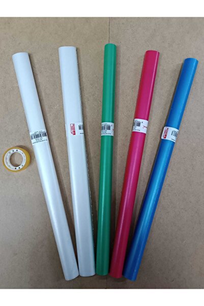 ÇilekKurdu Defter Kitap Kabı Renkli Şeffaf 40x150 5 Adet + Bant 1 Adet