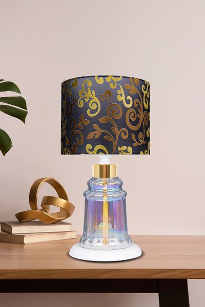 MINIMAL ETICARET VE BILGI TEKNOLOJILERI Baroque White Glossy Shine Mini Glass Lampshade