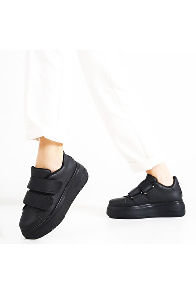 Afilli Γυναικεία Μαύρη Χοντρή Πλατφόρμα Σόλα Velcro Sneaker Walking Casual αθλητικά παπούτσια