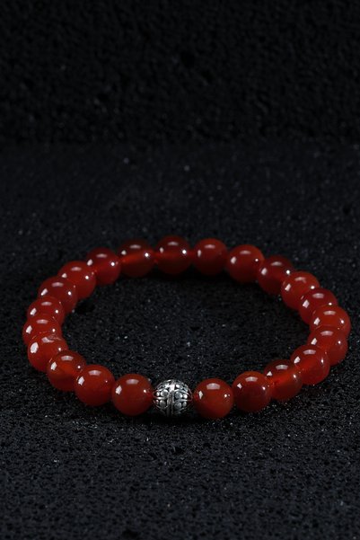 Ssilhoutte Doğaltaş Certified Agate Natural Stone Evil Eye Bracelet with Silver Apparatus for Women and Men Natural Stone Bracelet