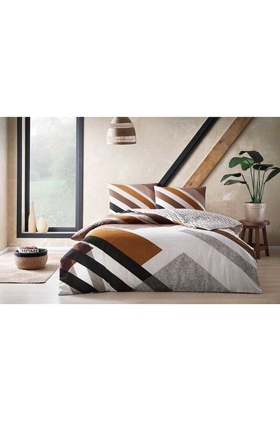 Taç Комплект плик за завивка Ranforce Queen Size 120' Trent Tan еластичен 160 см x 220 см