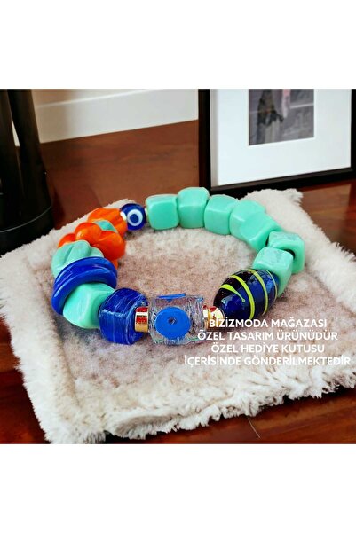 bizizmoda زجاج الطابق السفلي الخرز سحر مورانو عين الشر الخرز سوار عين الشر مط...