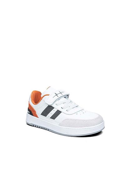 Ndrops Pantofi sport sezonieri, ortopedici, cu velcro, alb-portocaliu pentru copii