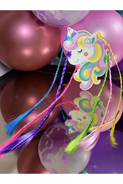 QUEEN AKSESUAR Colorful Unicorn 6-Piece Braided Hair Clip Pink Blue Yellow Pu...
