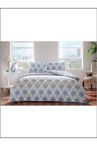 Taç طقم غطاء لحاف فلانيل بيجونا أزرق مزدوج مرن 200 سم × 220 سم