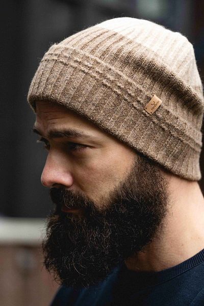 Nordbron Men's Winter Acrylic Henley - Logo Detailed, Beanie Folded, Casual Basic Model
