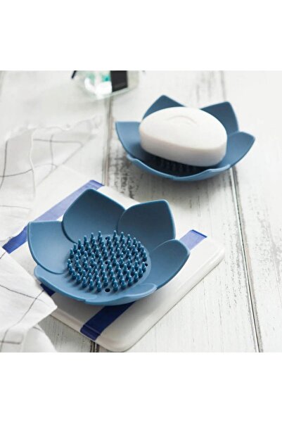 Risi Co 2x Lotus Desenli Sabun Ve Sünger Tutacağı Silikon Su Giderli Lotus Şe...