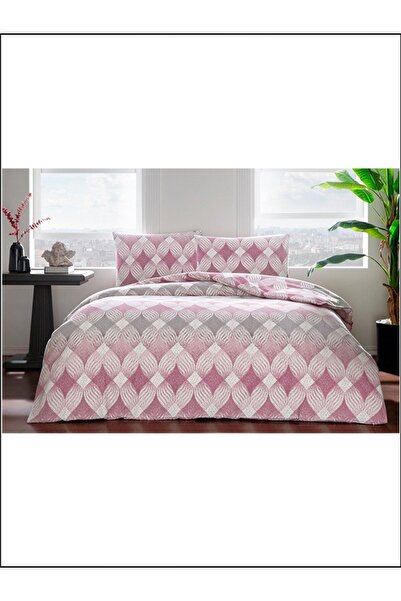 Taç Flanel Nevresim Takımı Begona Gül Kurusu Çift Kişilik Lastikli