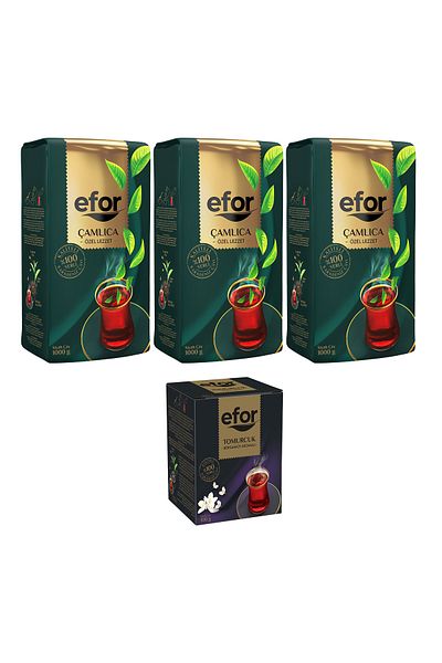 EFOR ÇAY Efor Black Bulk Tea - 1,000gr x 3 Pieces + Bud Bergamot Flavored 100gr