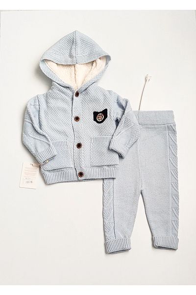 a baby Baby Knitwear Cardigan Set Lined Embroidered