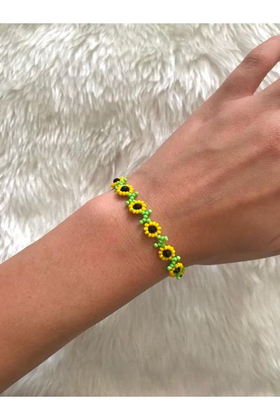 Beykan Sunflower/sunflower Anklet And Bracelet Set