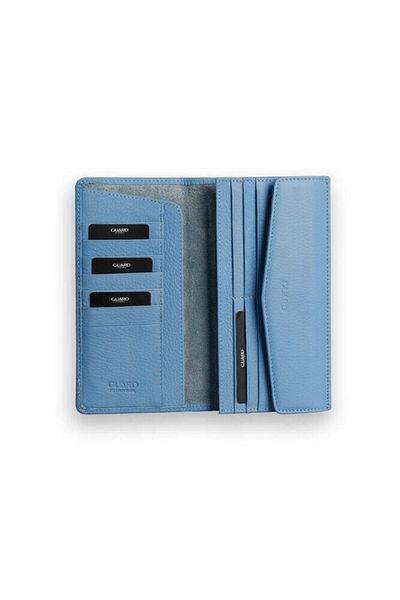 GUARD Ice Blue Genuine Leather Wallet with Phone Port P2223
