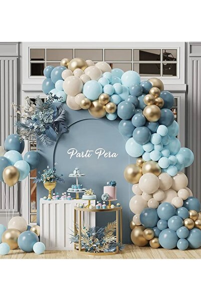parti pera Deep Ocean Balloon , Sea Sand Balloon , Macaron Blue And Chrome Gold Balloon Chain Set