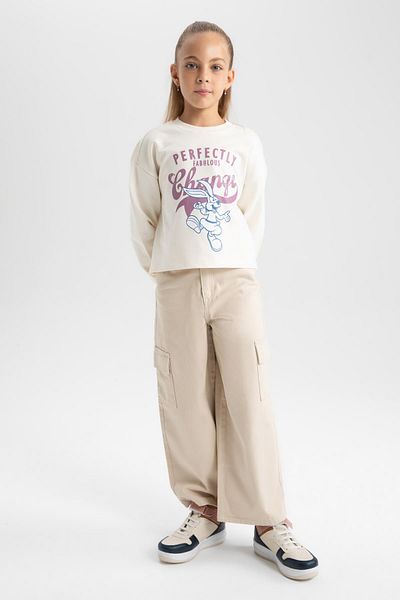 DeFacto Girl's Wide Leg Cargo Wide Leg Cotton Trousers Y0515A623Au