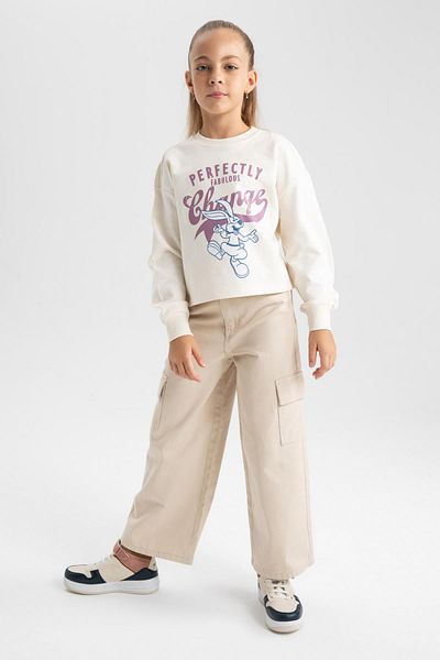 DeFacto Girl's Wide Leg Cargo Wide Leg Cotton Trousers Y0515A623Au