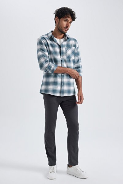 DeFacto Gabardin Chino Kanvas Pantolon Slim Fit Dar Kesim Dar Paça Cepli B2089ax23au