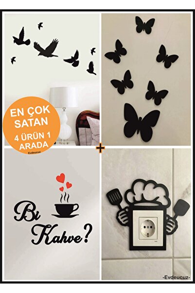 evdeucuz 4 Ürün 1 Arada Mutfak Duvar Dekorları