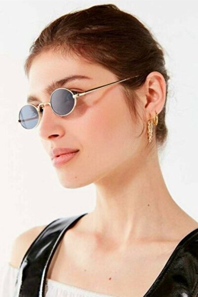 BLUE MOON GLASSES معدن أسود فضي للجنسين - نظارة شمسية صغيرة مستديرة بإطار