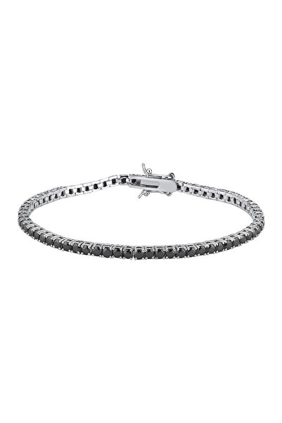 silverpoint Siyah Taşlı Gümüş Suyolu Bileklik