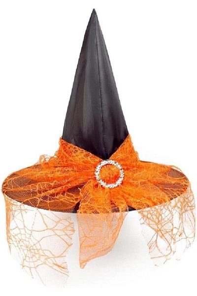 Big Party Witch Hat Velvet Tulle with Buckle Orange