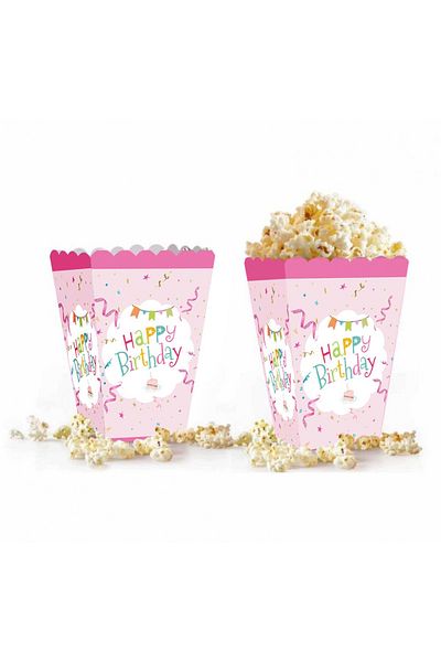 Big Party Happy Birthday Pink Corn Box 8 Pieces