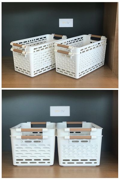 Bayev 4 Pieces White Wooden Colored Refrigerator - Kitchen and Bathroom Organizer Organizer Basket