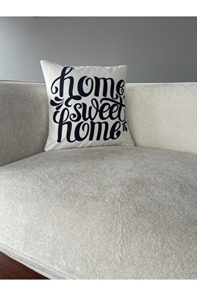 Home Sweet Desenli Dijital Baskı Dekoratif Kırlent Kılıfı - Yastık Kılıfı