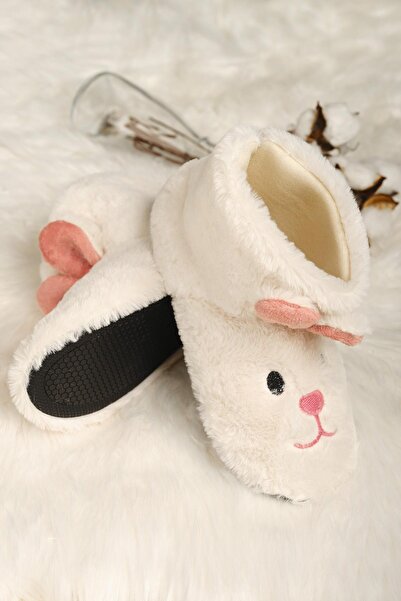 Oksit Papuci de casă pentru femei, cu talpă anti-alunecare Zola, din fleece moale, cu model de iepure