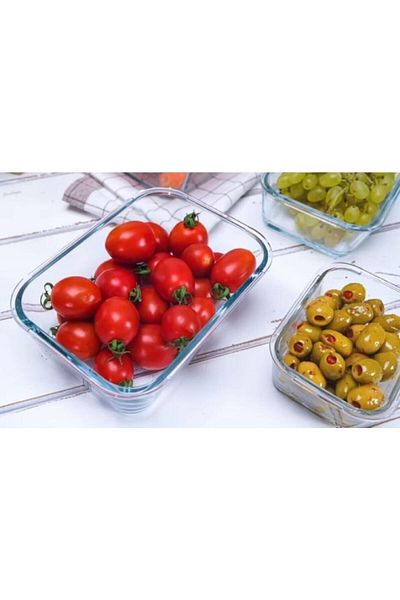 LAV 1900Cc Fresco Glass Set of 2 - Rectangle White Storage Container (Frs-259)