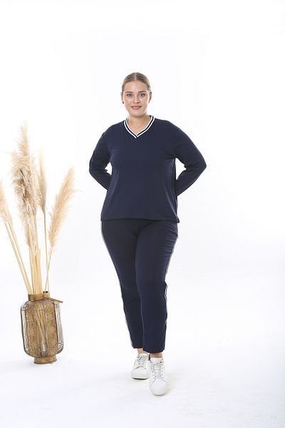 XL Modam ΓΥΝΑΙΚΕΙΑ ΜΕΓΕΘΟΣ Lycra Viscose ριγέ ΣΚΟΥΡΟ ΜΠΛΕ ΔΙΠΛΗ ΣΤΟΛΗ