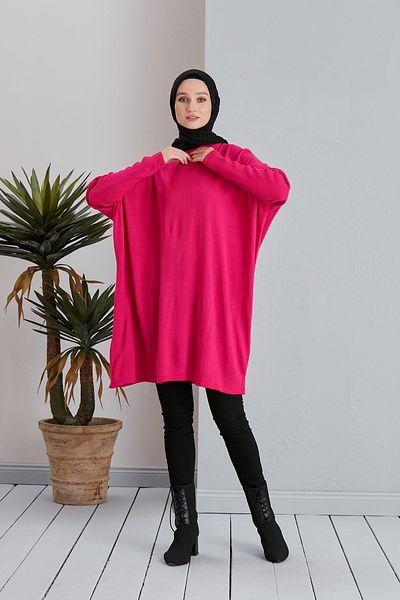 MODAMÜNASİP Πλεκτό μισό ζιβάγκο Poncho πουλόβερ τουνίκ