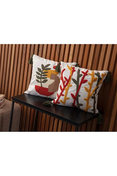 SWITA Home Design Double Combination Punch Embroidered Throw Pillow Cover (panch)