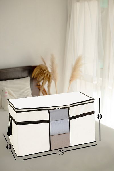 NUTEX 3 قطع - وسادة لحاف نافذة بحزام 75 × 40 × 40 سم (أبيض)
