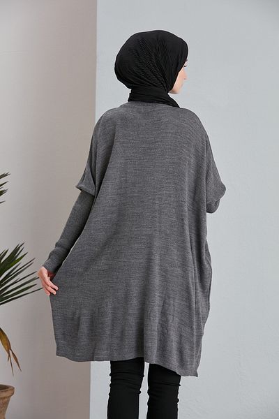 MODAMÜNASİP Πλεκτό μισό ζιβάγκο Poncho πουλόβερ τουνίκ