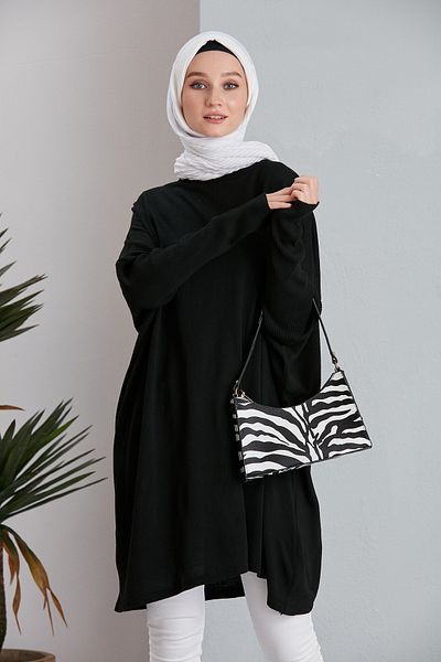 MODAMÜNASİP Half Turtleneck Knitwear Poncho Sweater Tunic