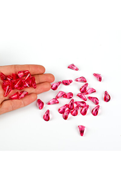 yfhobi 25 Gram - 17 mm, Pembe Renk Akrilik Boncuk, Kesik Piramit Model Boncuk...