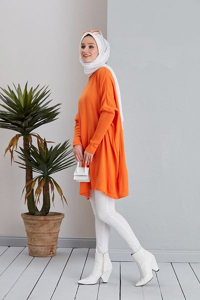 MODAMÜNASİP Half Turtleneck Knitwear Poncho Sweater Tunic