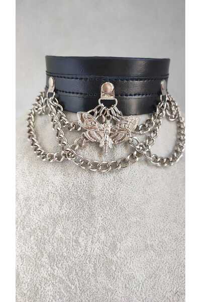Fugusugu Holly Butterfly Gothic Kalın Choker