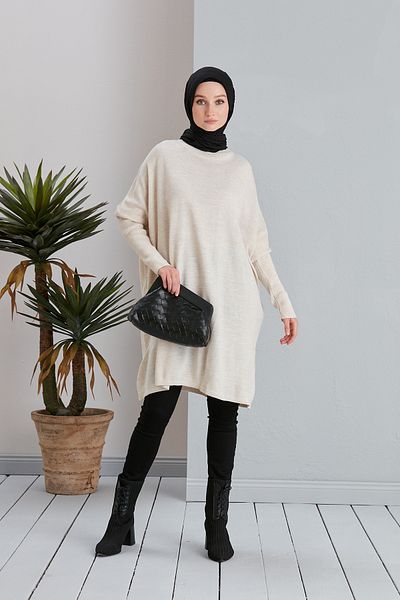 MODAMÜNASİP Half Turtleneck Knitwear Poncho Sweater Tunic
