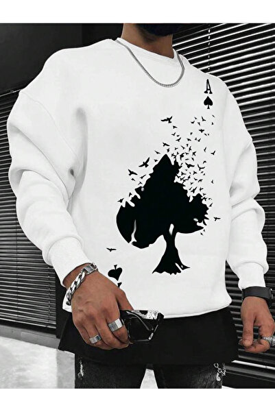 Adrift Hanorac din bumbac cu decolteu oversize colorat ASS alb