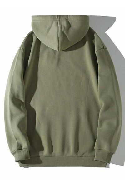 Buğraterzimoda High School Printed Unisex Καγκουρό με τσέπη με κουκούλα Χακί Φούτερ με κουκούλα