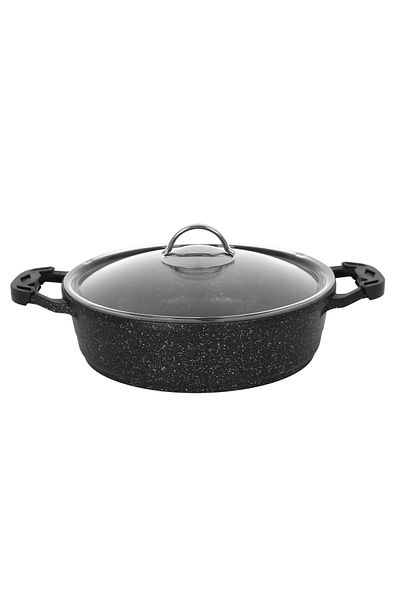 FİTHOME 2-Piece Pot Pan Set 26 Cm Granite Fireproof Non-Stick Rice Pot 26 Cm Granite Pan Set