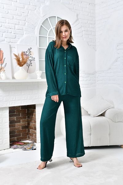 VOLT CLOTHİNG Women's Wide Leg Trousers Set with Chest Pocket
